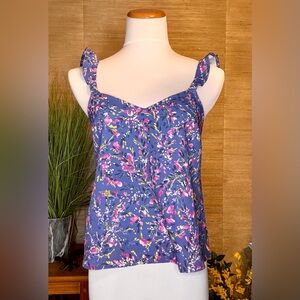 French Connection Pink and Blue Sleeveless Bustier Top